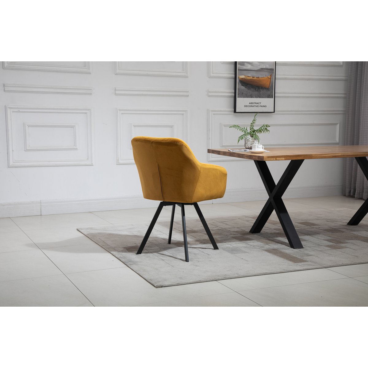 Armchair with 360° swivel function Mustard yellow