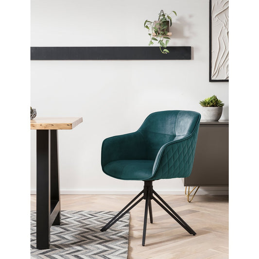 Armchair with honeycomb quilting green