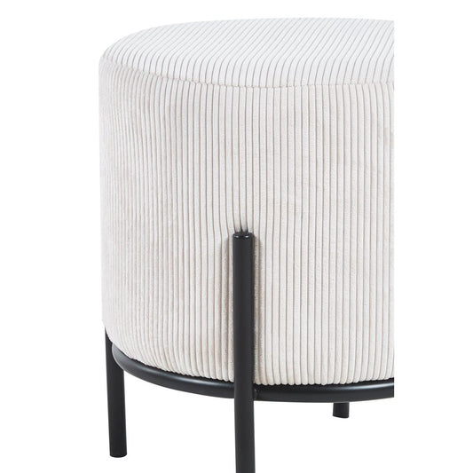 Upholstered stool Ø35 cm cord optic beige