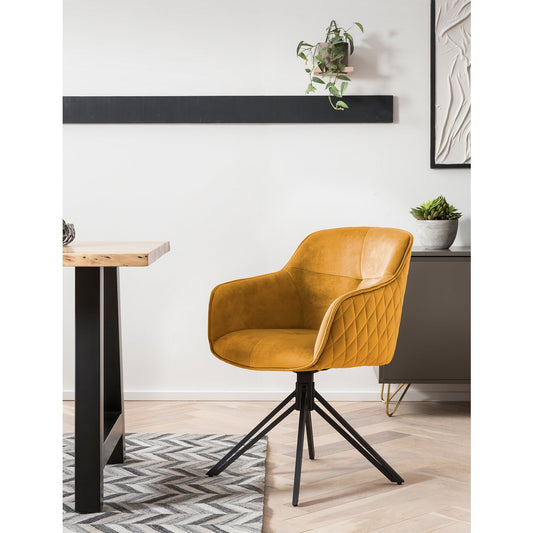 Armchair with yellow honeycomb quilting