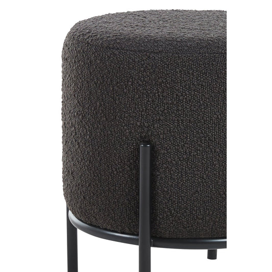 Polsterhocker Ø35 cm Bouclé Stoff Anthrazit