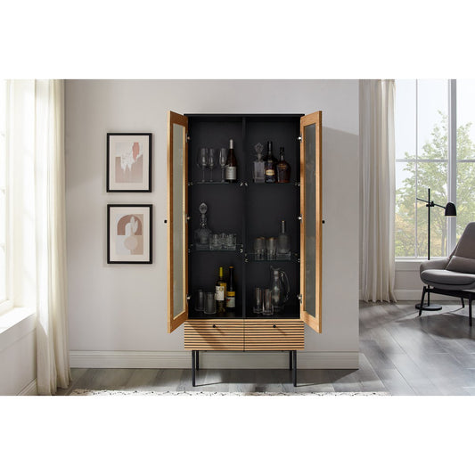 Vitrine 2-türig Eiche Echtholzfurnier