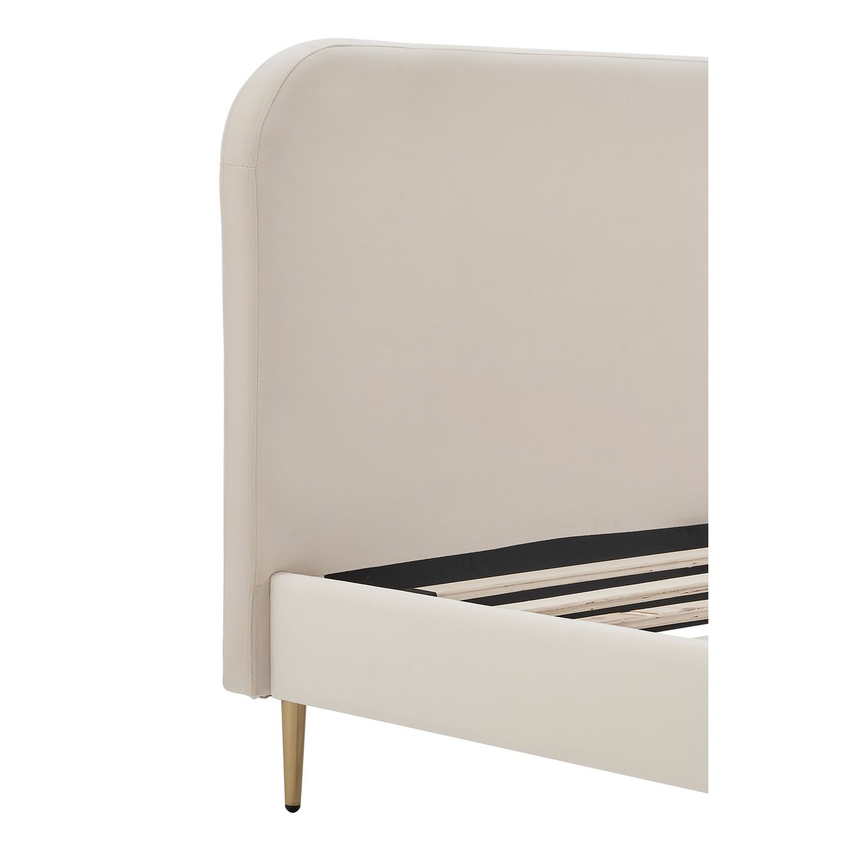 Upholstered bed with beige velvet cover 140x200 cm