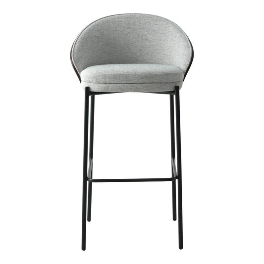 Canelas Barstuhl – Hellgrau/Dunkelbraun, MDF/Polyester/Stahl – 2er-Set