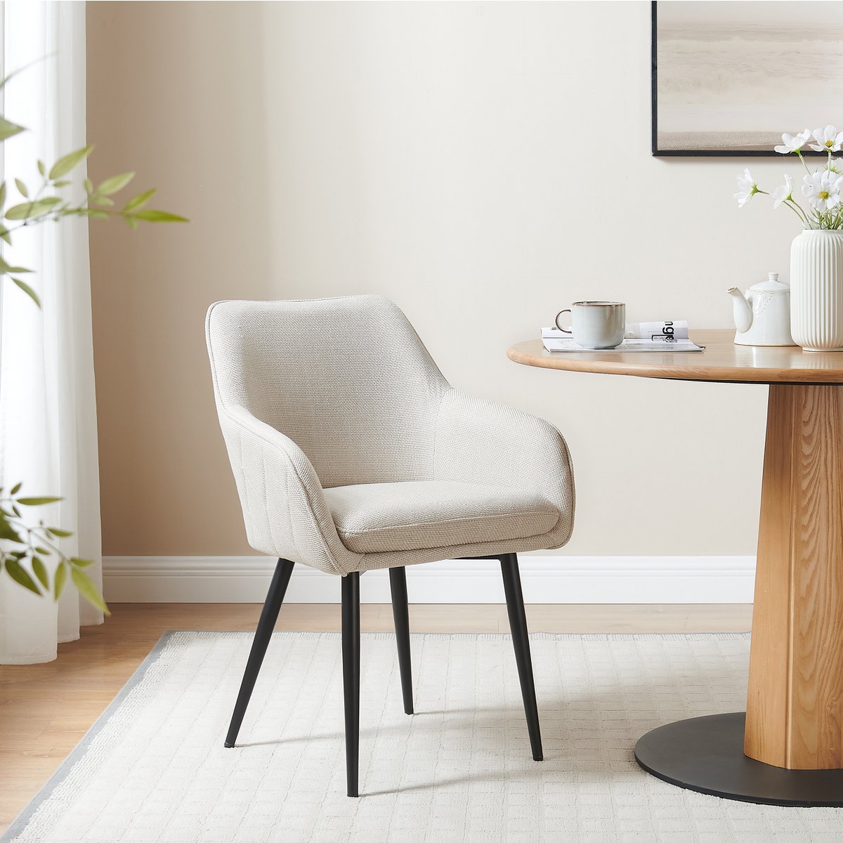 Esszimmerstuhl Strukturstoff Beige