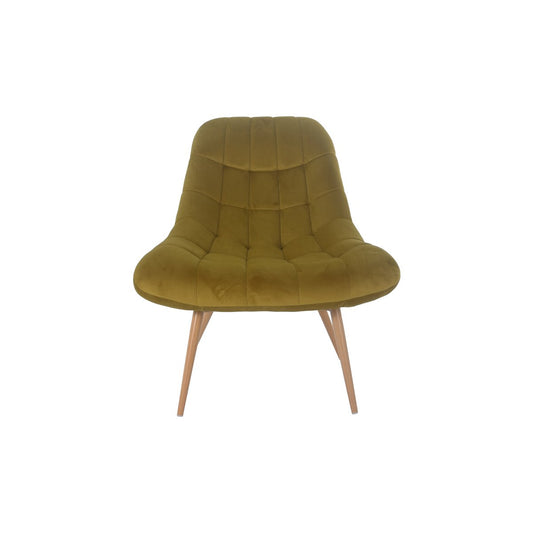 Armchair XXL velvet yellow metal wood look
