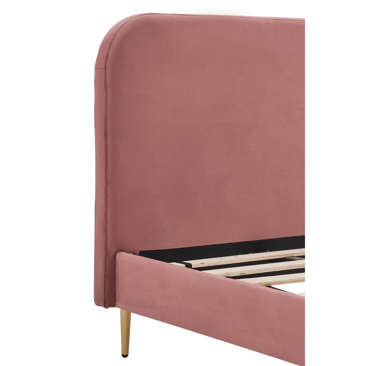 Upholstered bed with rose velvet cover 90x200 cm