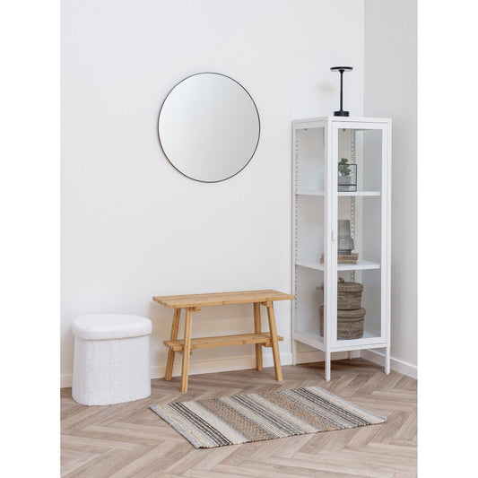 Medford Pouf – Weiß, Polyester/Schaum/Sperrholz, 36,5 x 42,5 x 37,5 cm