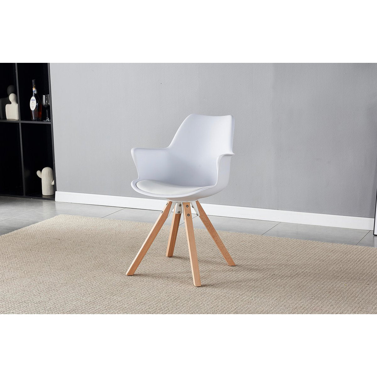 Armchair with plastic shell set of 2 white