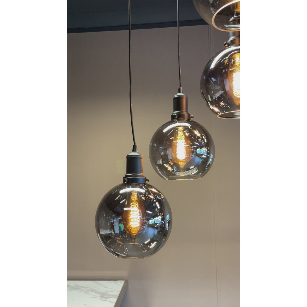 Hängelampe Rauchglas 5-flammig rund