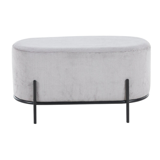 Upholstered stool corduroy look light gray