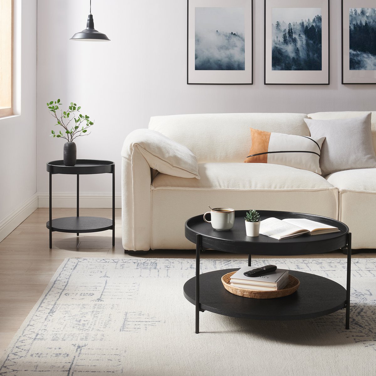 Coffee table set of 2 black