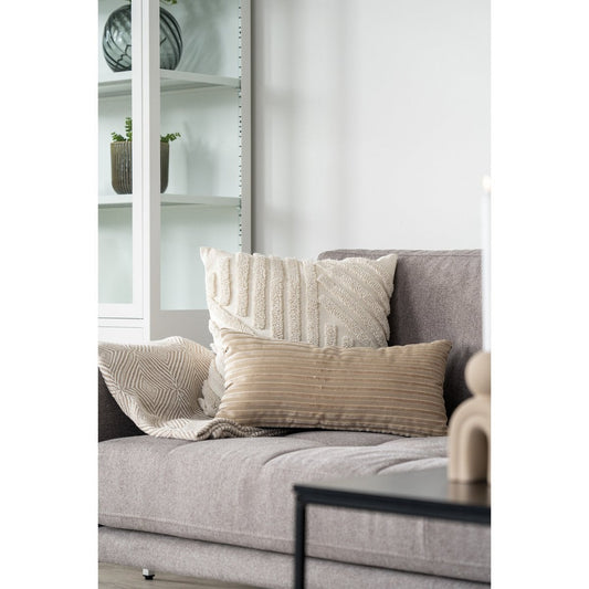 Cort Plaid – Elfenbein/Beige, 100 % recycelte Baumwolle, 130 x 160 cm