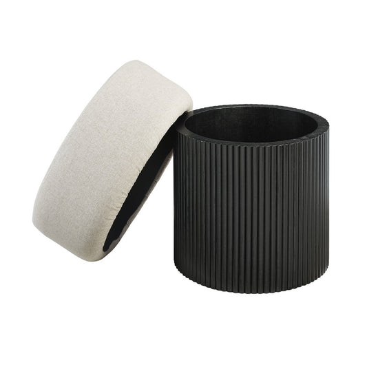 Seat pouf with storage space Ø 50 cm black/gray