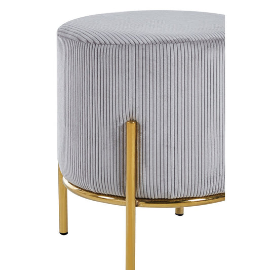 Upholstered stool Ø35 cm corduroy look light gray