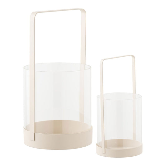 Kerzenhalter Hurricane, Glas/Metall, beige, 2er-Set