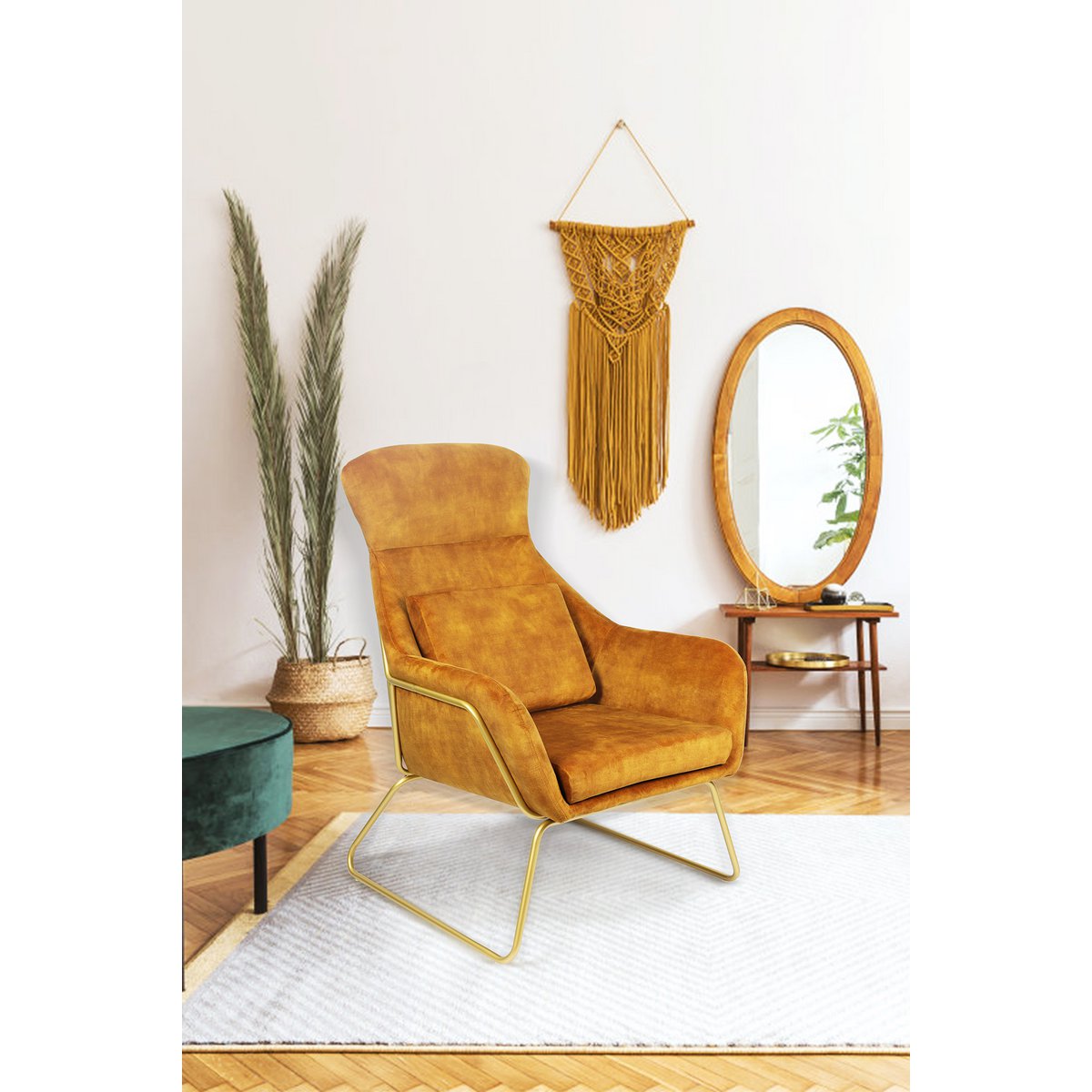 Relax armchair made of gold velvet velor