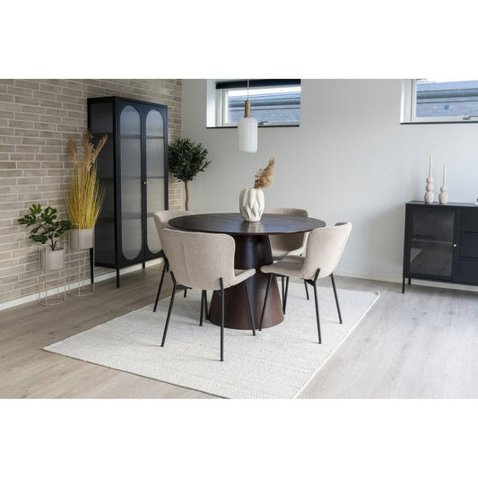 Maceda Esszimmerstuhl – Beige Bouclé, schwarze Beine – 2er-Set