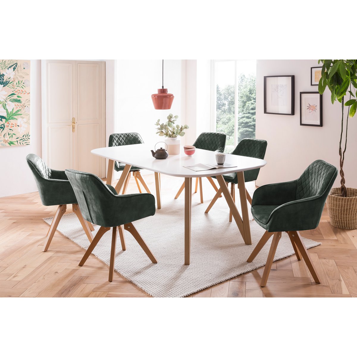 Dining table 140x90x76 cm white oak