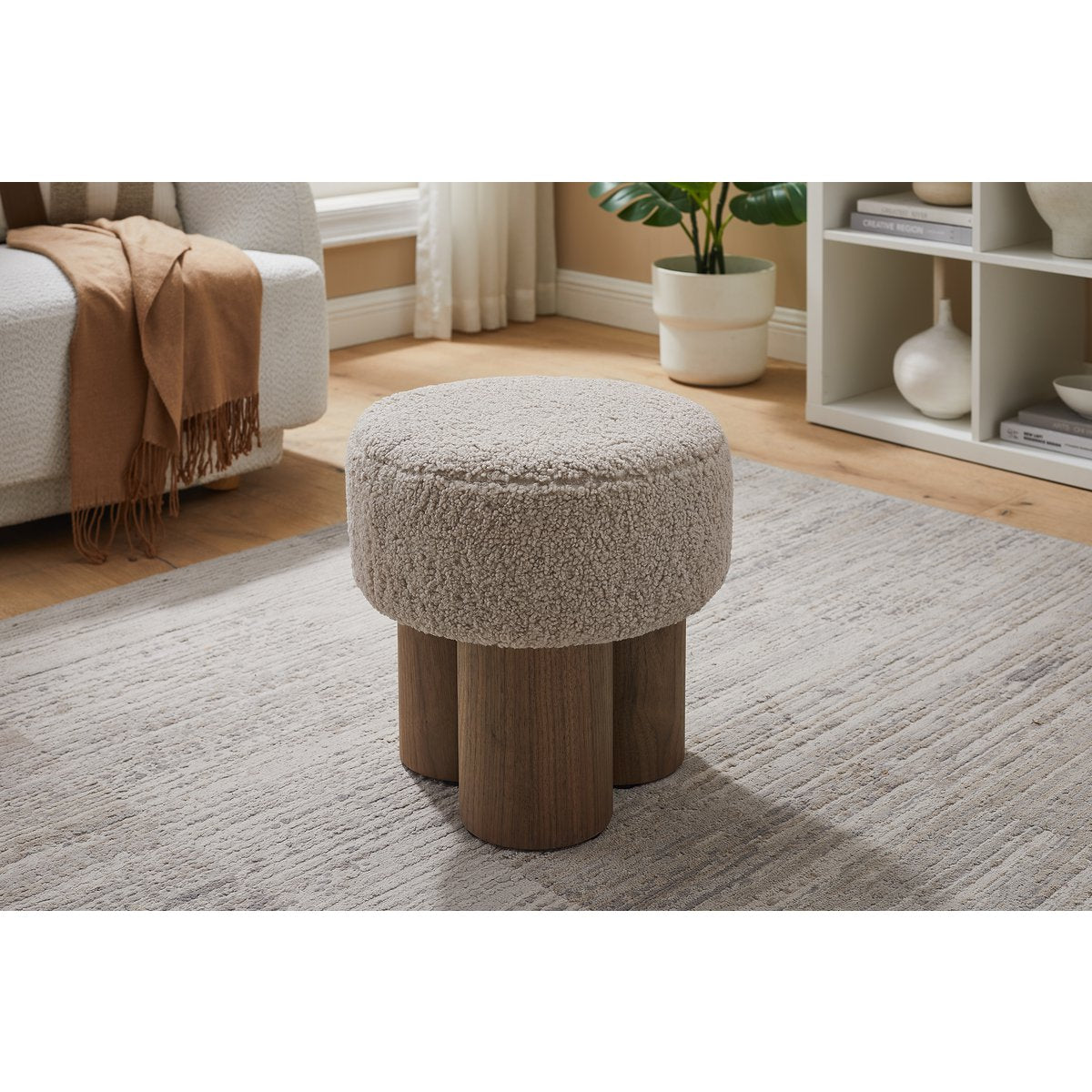 Seat pouf Ø 50 cm walnut/brown