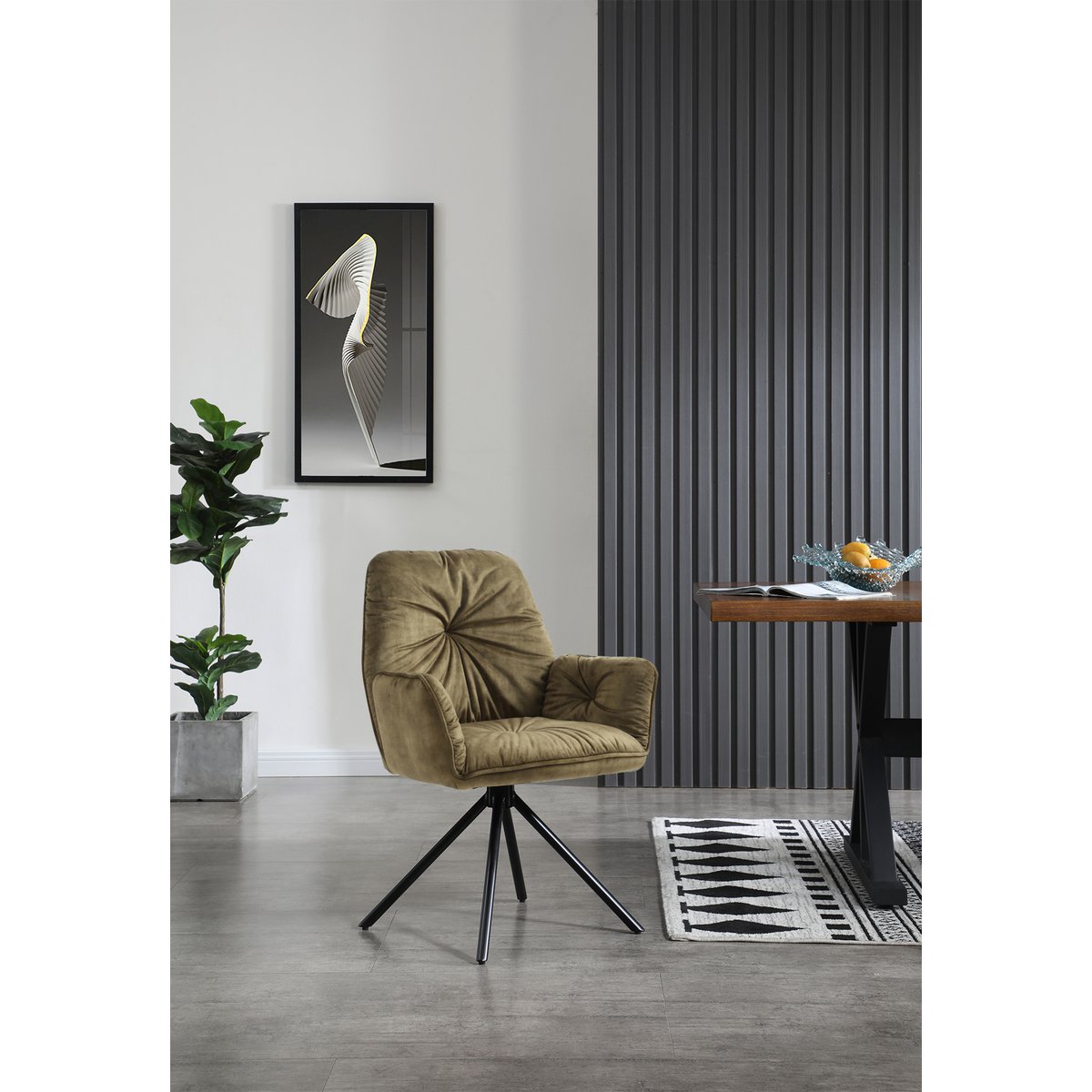 Armchair with 360° rotation function, green