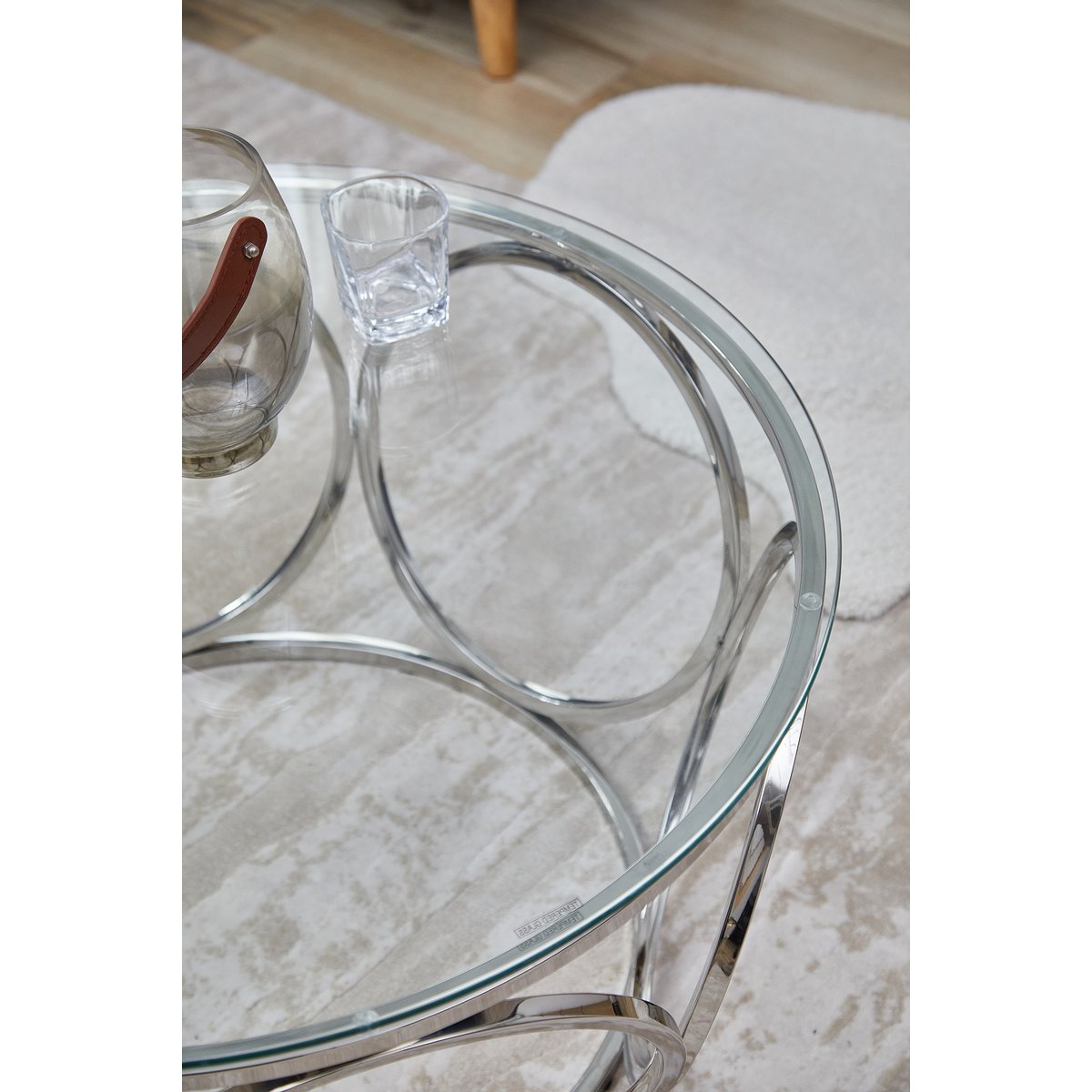 Couchtisch Ø 80 cm Silber/Klarglas