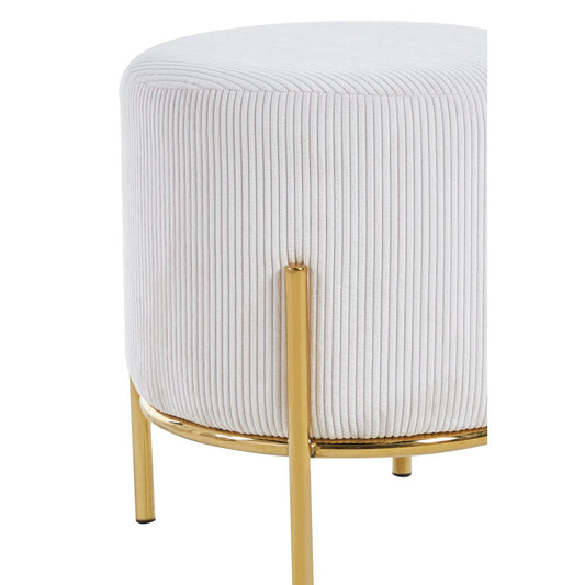 Upholstered stool Ø35 cm cord optic beige