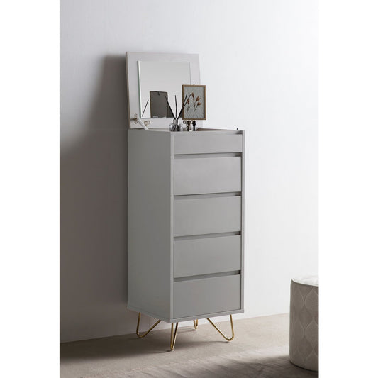 High chest of drawers with 4 drawers and 1 compartment, including mirror