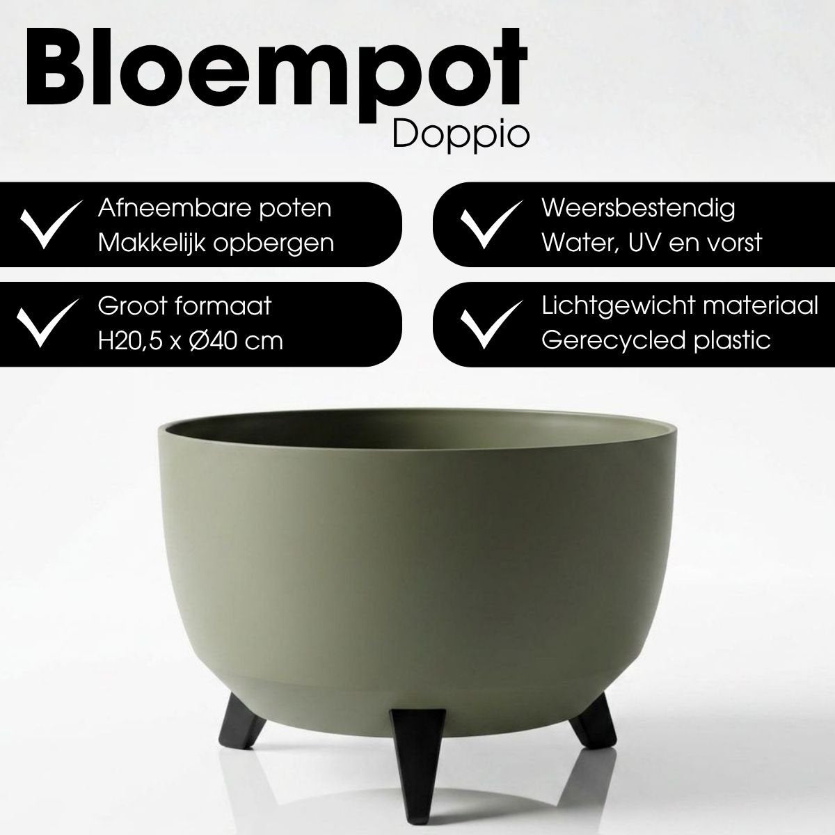 Outdoor-Pflanzgefäß Doppio Hellgrün