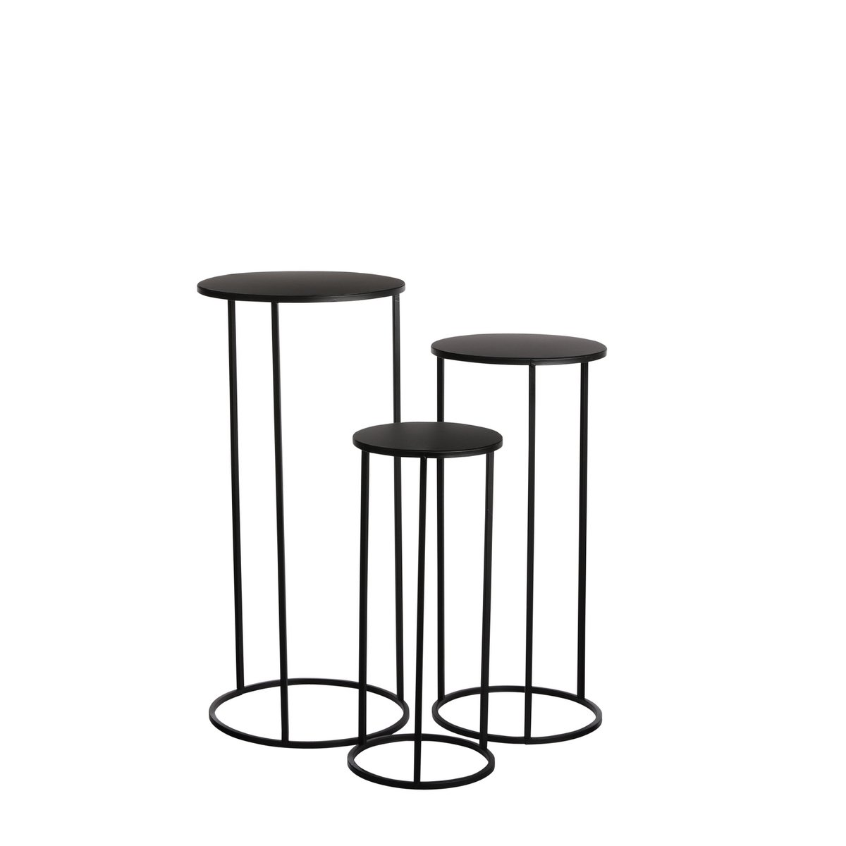 Quinty Beistelltisch – 3er-Set – H70 x Ø32 cm – Metall – Schwarz