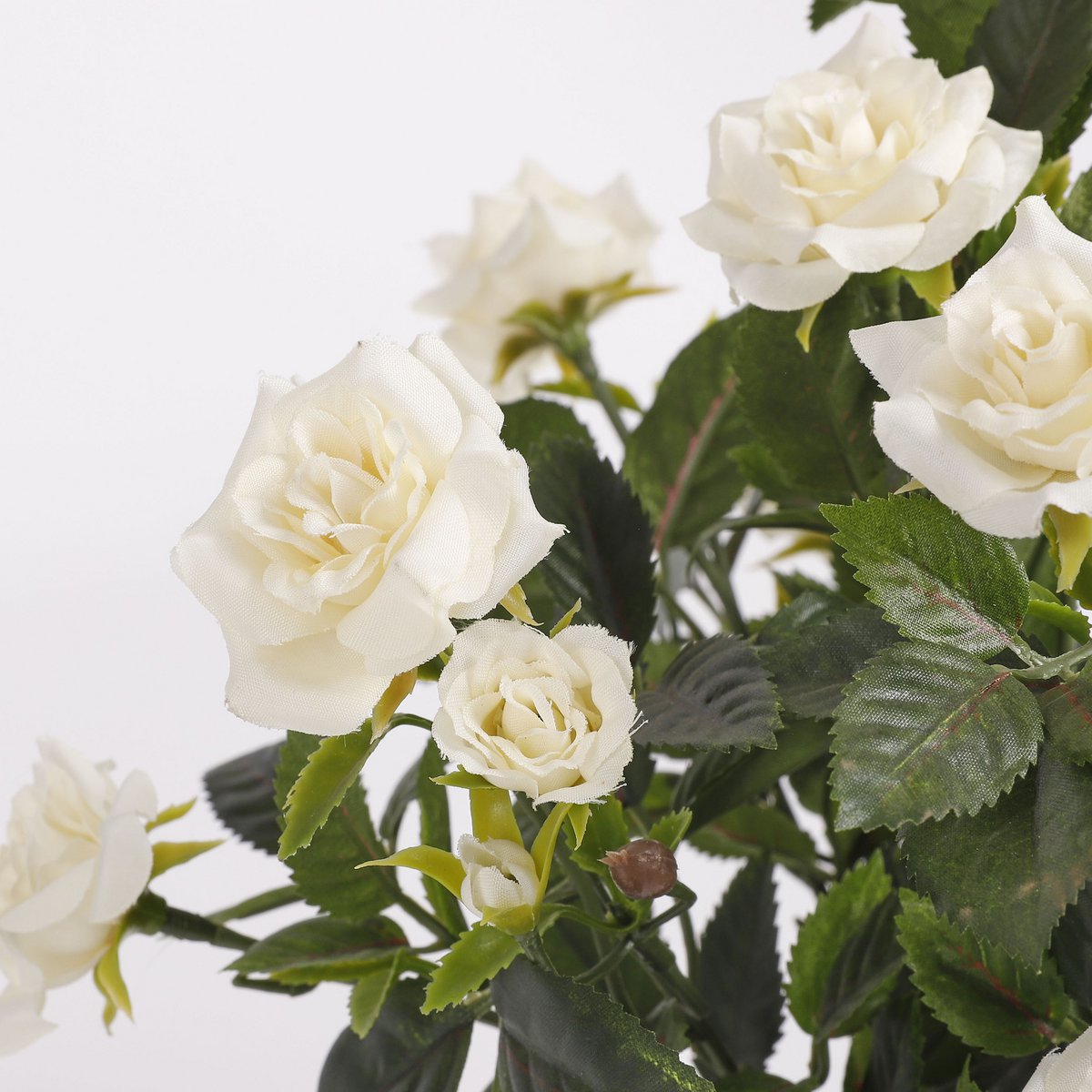 Künstliche Rosenstrauchpflanze im Blumentopf Stan – H33 x Ø25 cm – Weiß