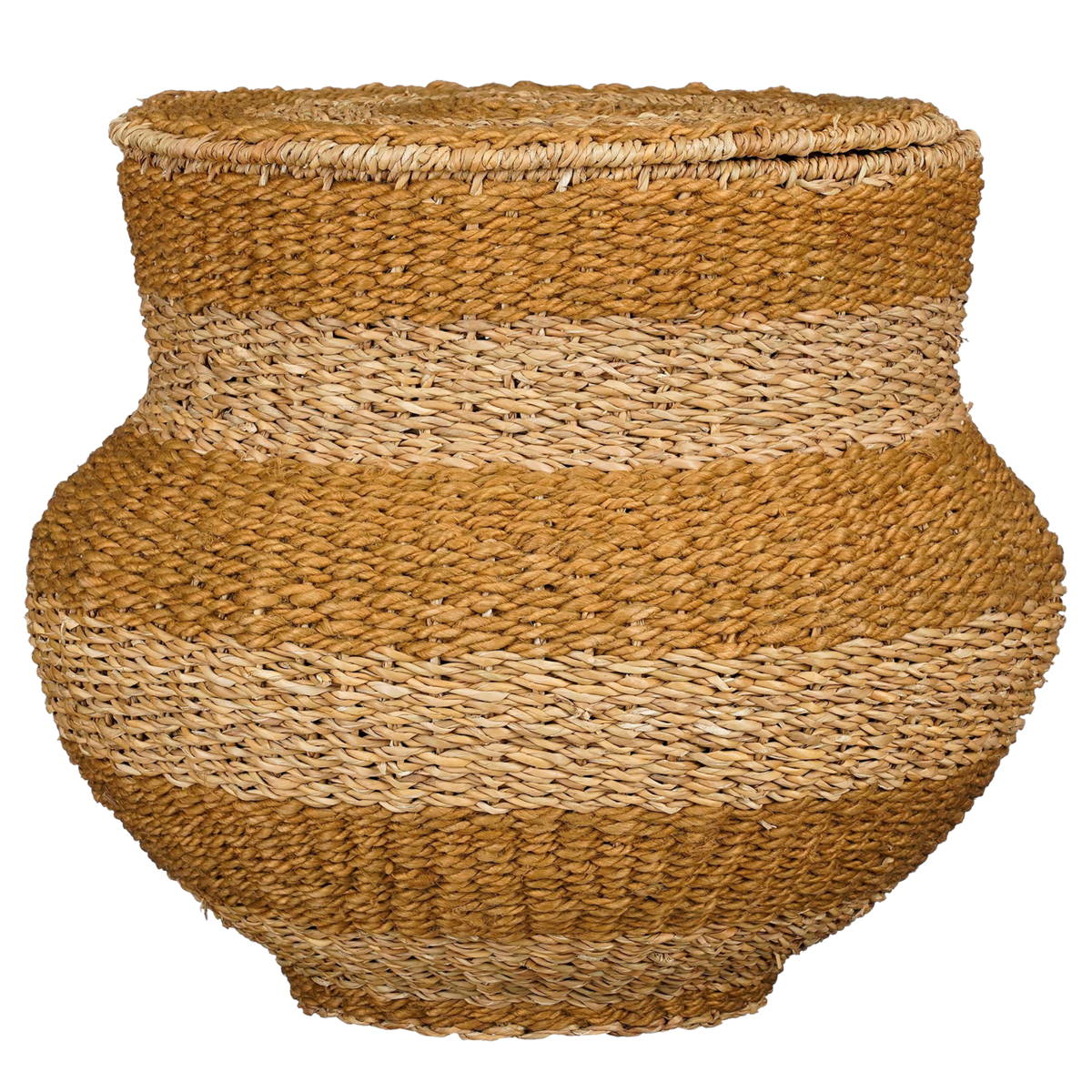 Aufbewahrungskorb mit Deckel – H48 x Ø55 cm – Jute – Gelb