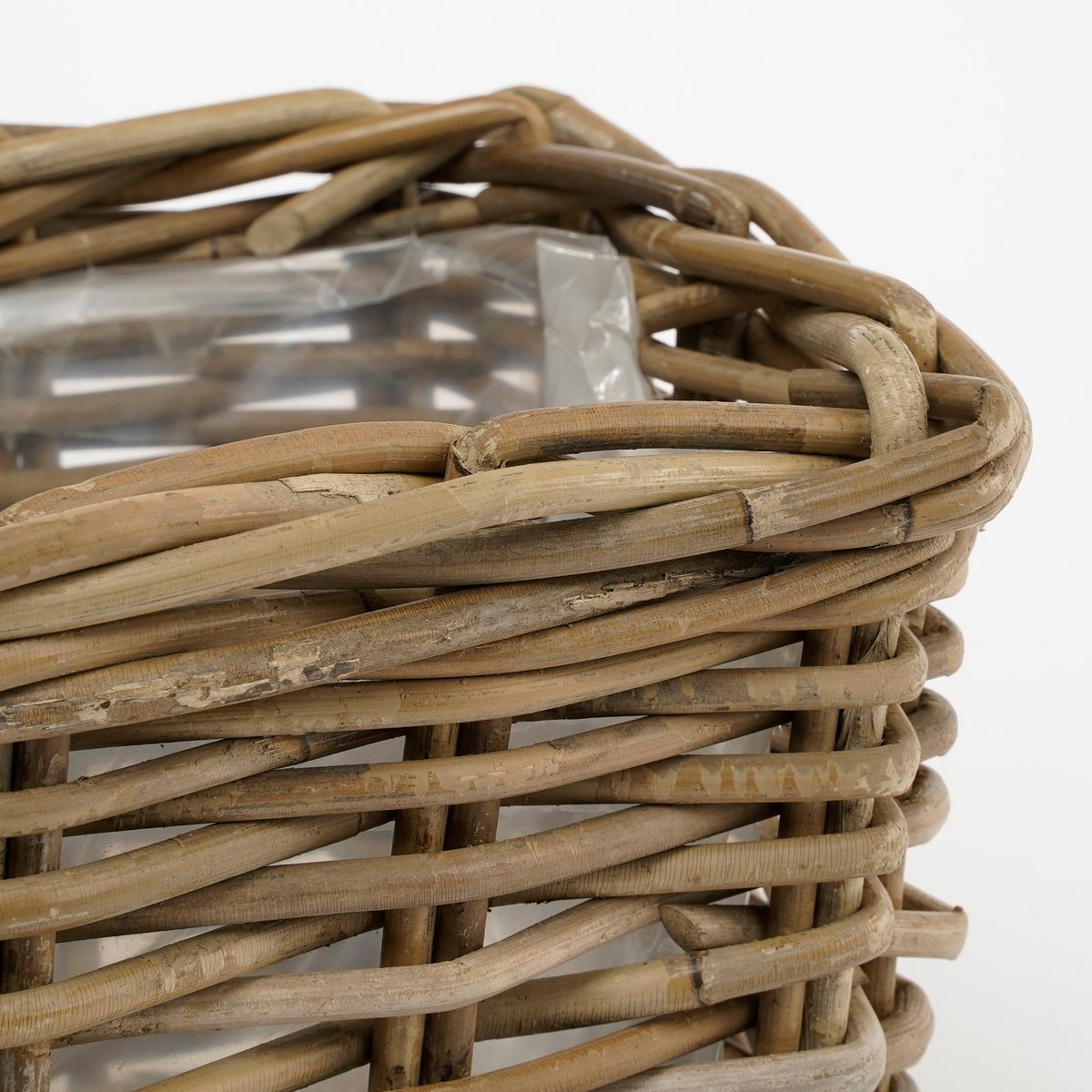 Marcia Outdoor-Pflanzkorb – 3er-Set – L40 x B23 x H20 cm – Rattan – Grau