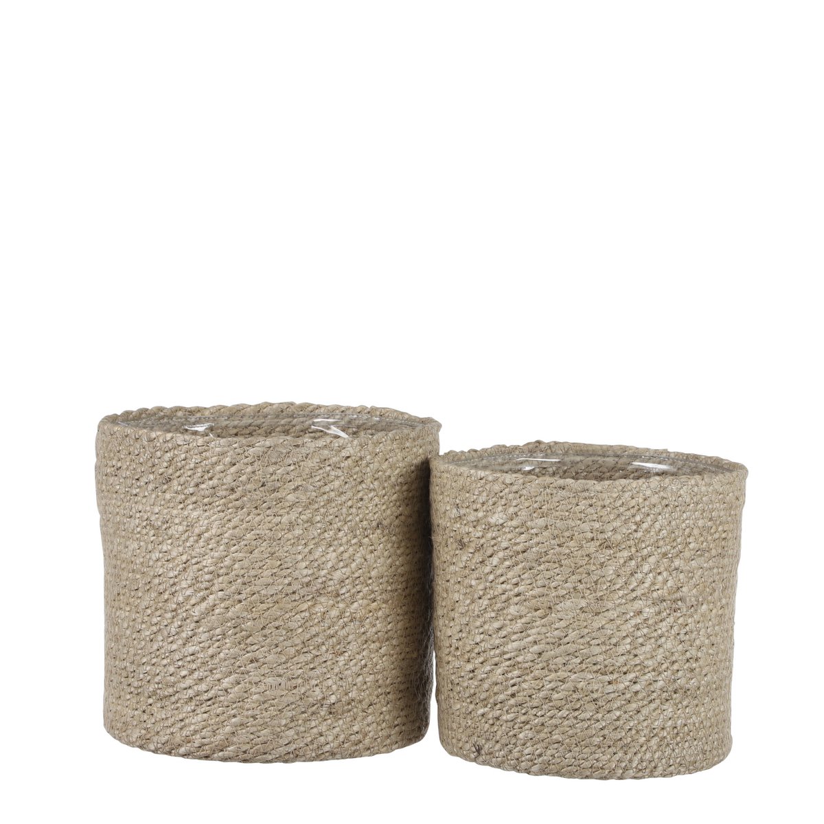 Atlantic Korb für Pflanzen – 2er-Set – H20 x Ø20 cm – Jute – Creme