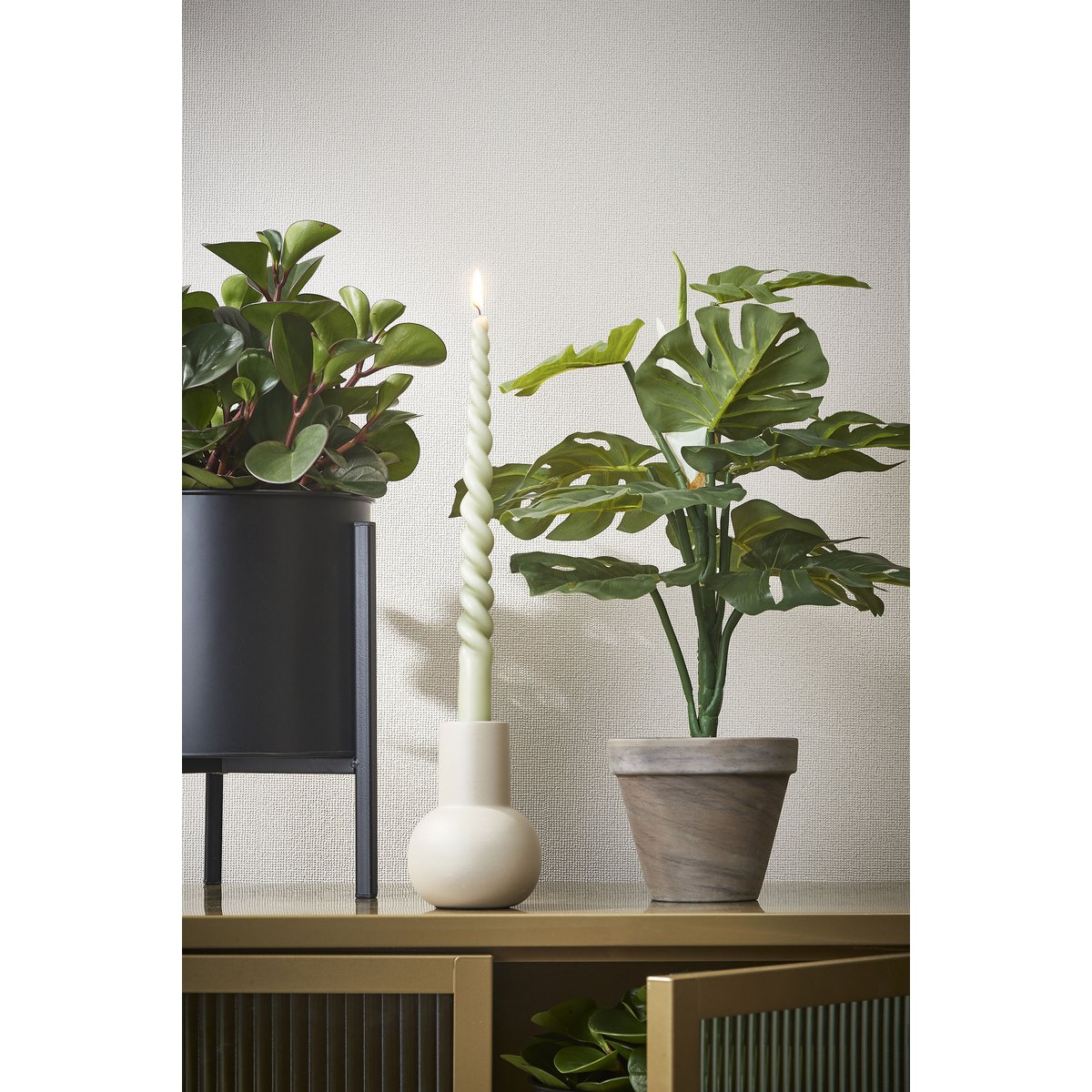 Künstliche Monstera-Pflanze im Blumentopf Stan – H48 x Ø39 cm – Grün