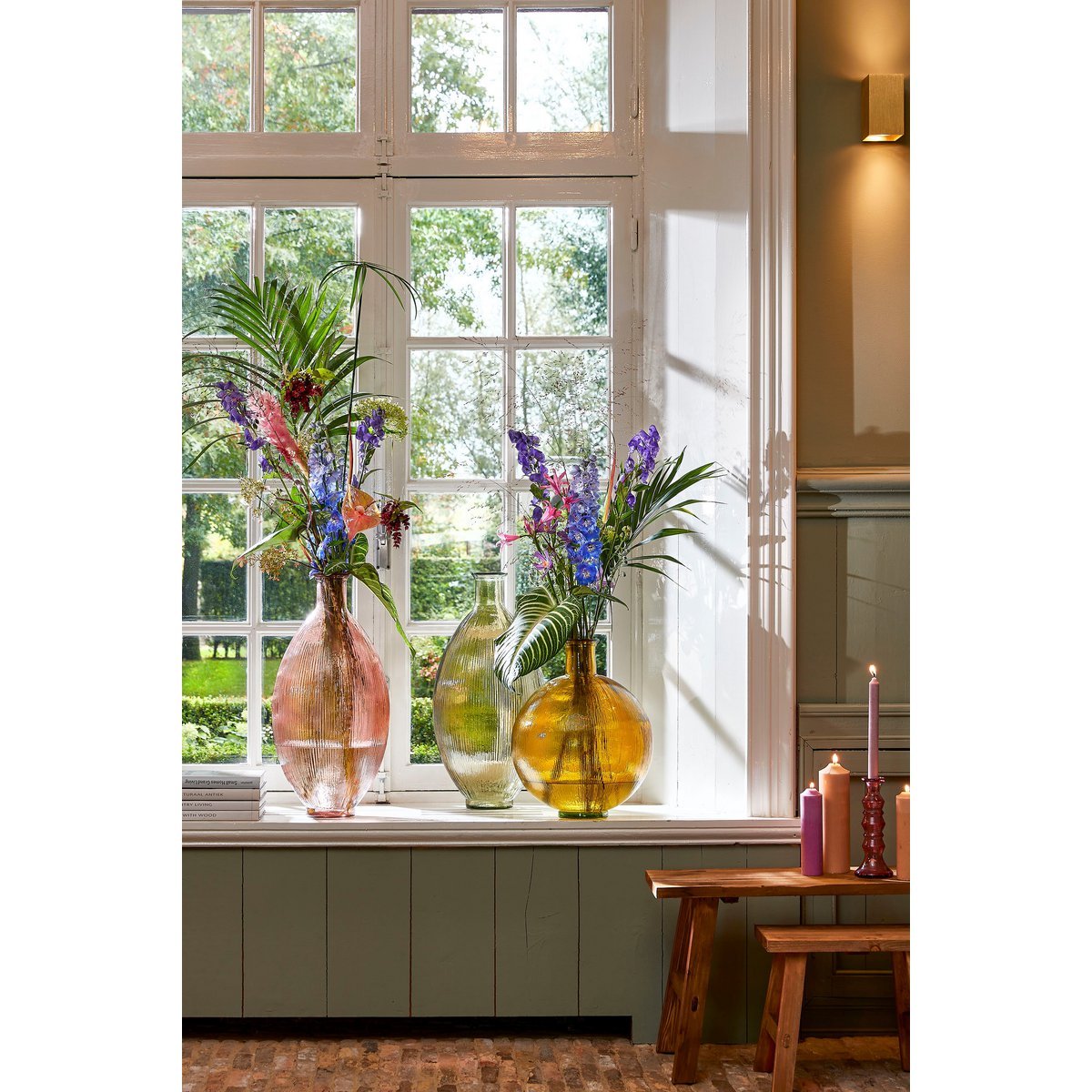 Firenza Flaschenvase – H59 x Ø29 cm – Recyceltes Glas – Hellrosa