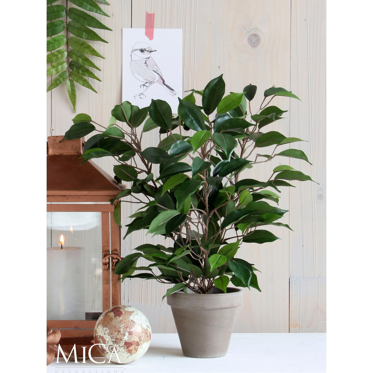 Ficus Natasja Künstliche Pflanze im Stan-Blumentopf – H40 x Ø30 cm – Grün