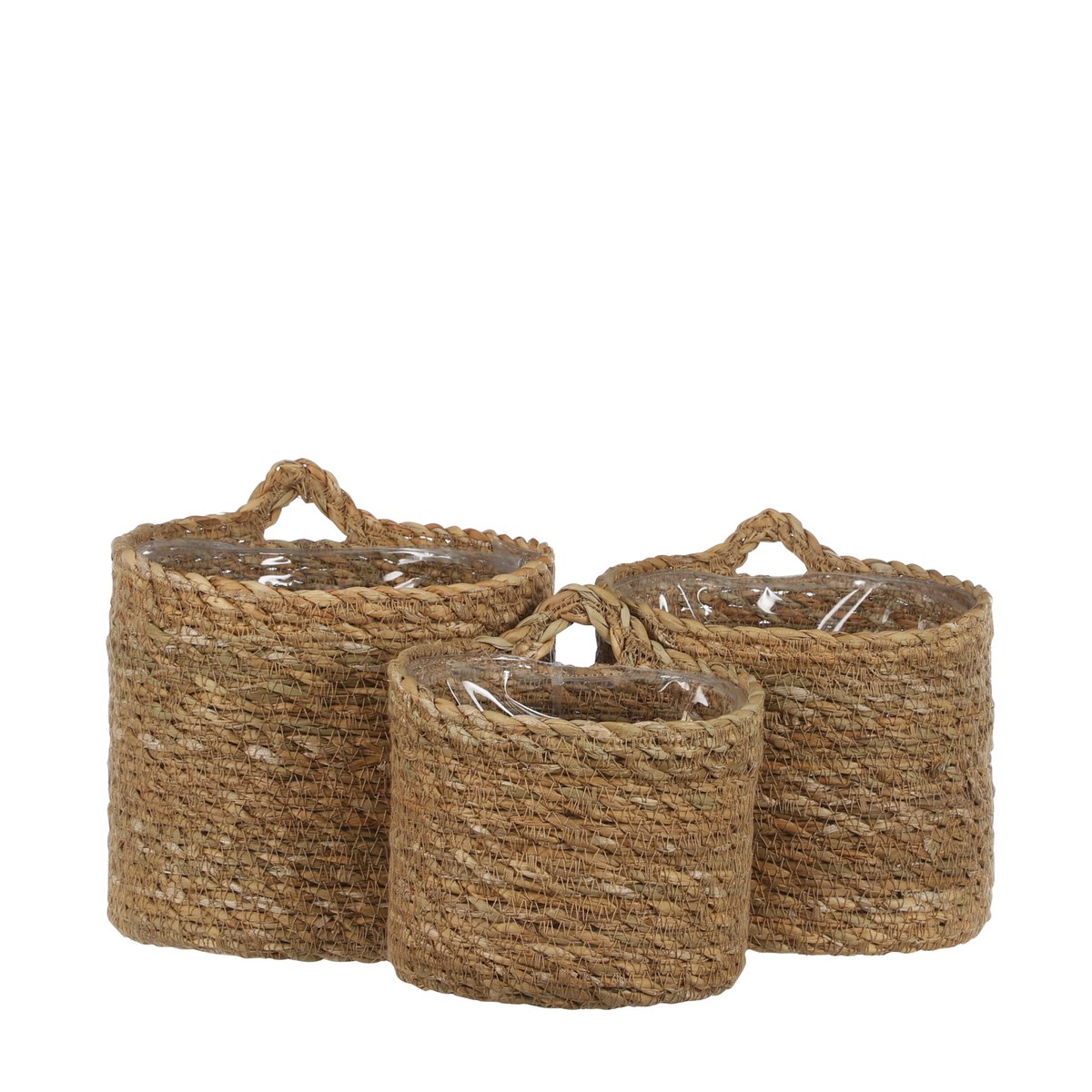 Atlantic Hängekorb für Pflanzen – 3er-Set – H16 x Ø16 cm – Hellbraun