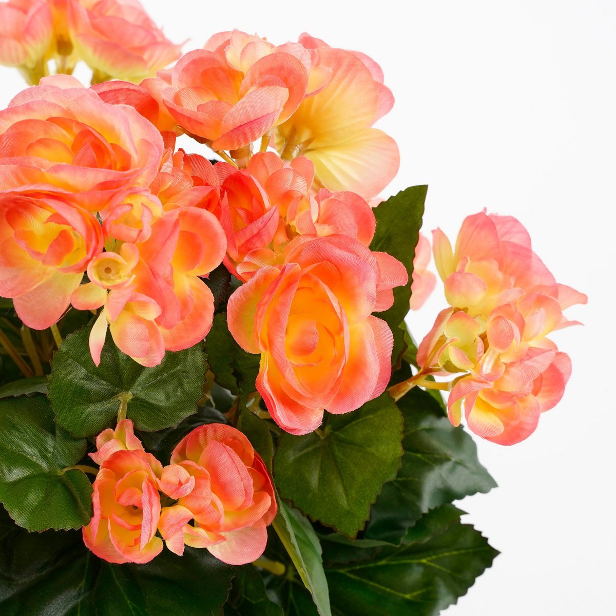 Künstliche Begonienpflanze im Stan-Blumentopf – H30 x Ø25 cm – Lachsrosa