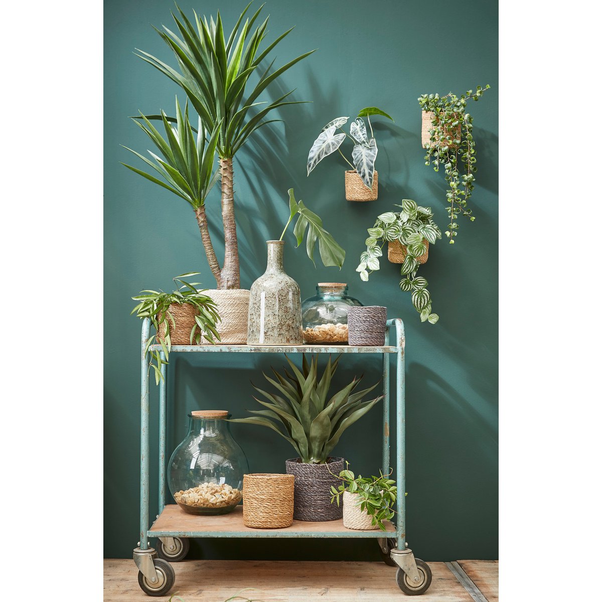 Atlantic Korb für Pflanzen – 2er-Set – H20 x Ø20 cm – Jute – Creme