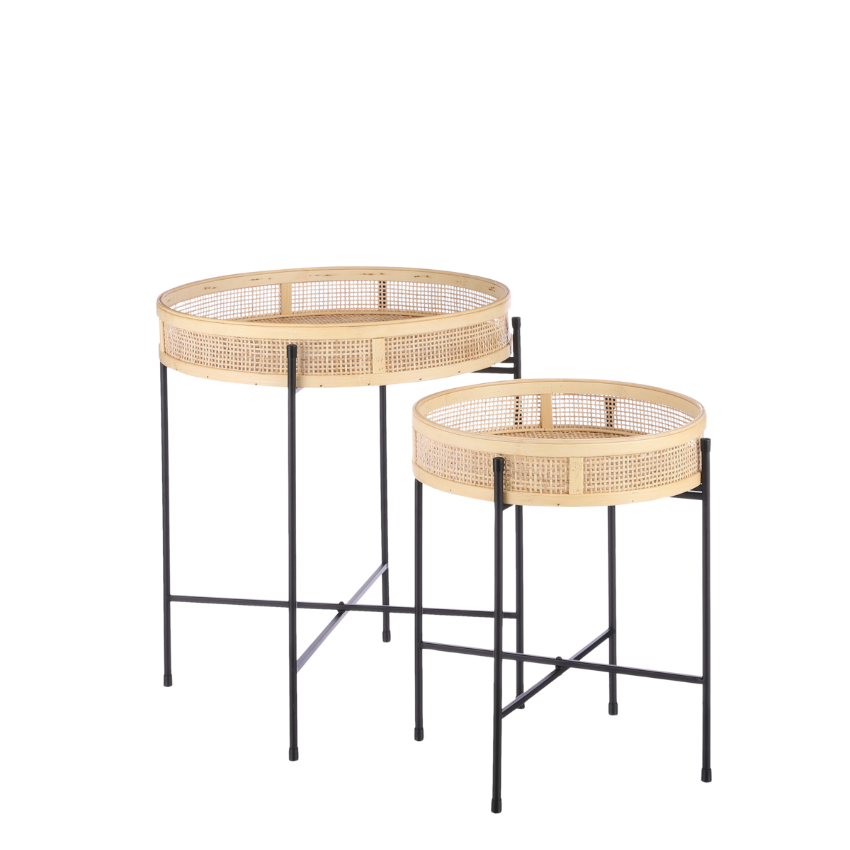 Leandro Beistelltisch – 2er-Set – H53 x Ø45 cm – Schwarz
