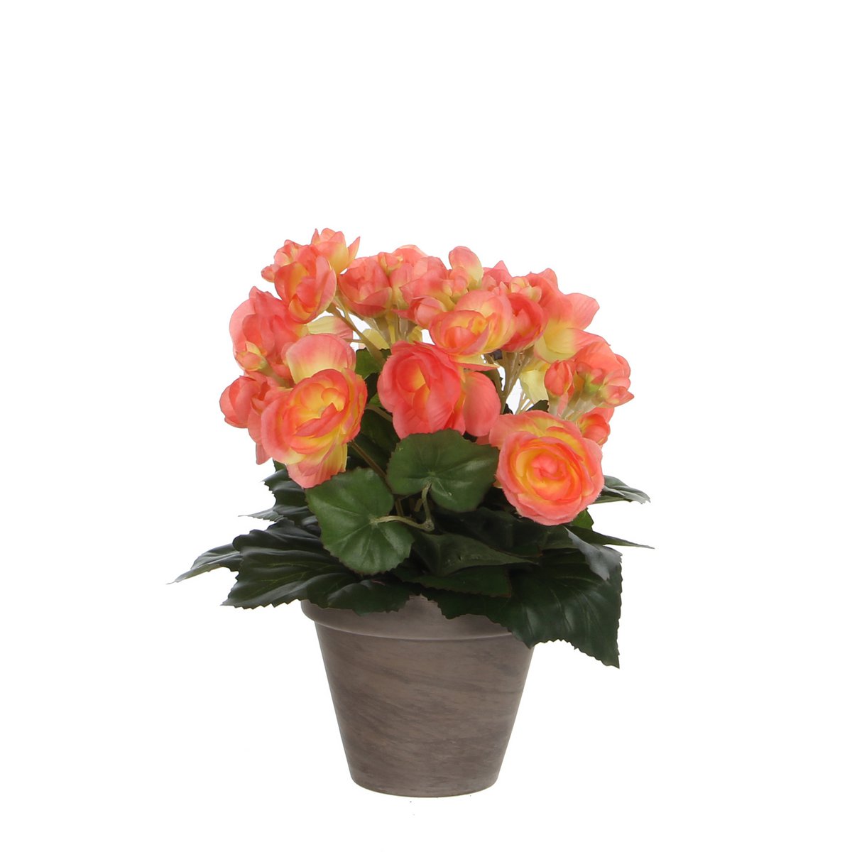 Künstliche Begonienpflanze im Stan-Blumentopf – H30 x Ø25 cm – Lachsrosa