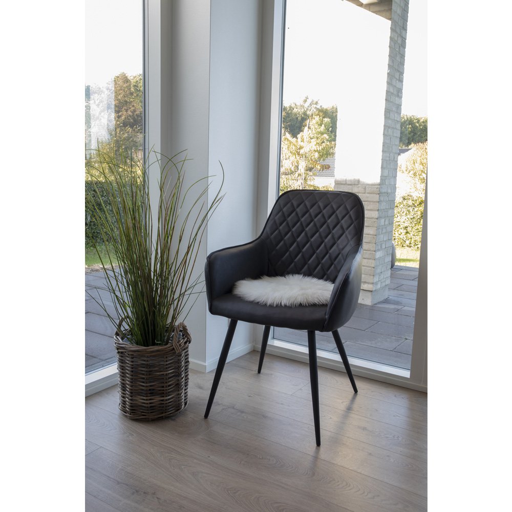 Lammfell Sitz Kunstleder - Künstliches Lammfell in Elfenbein Ø 35 cm