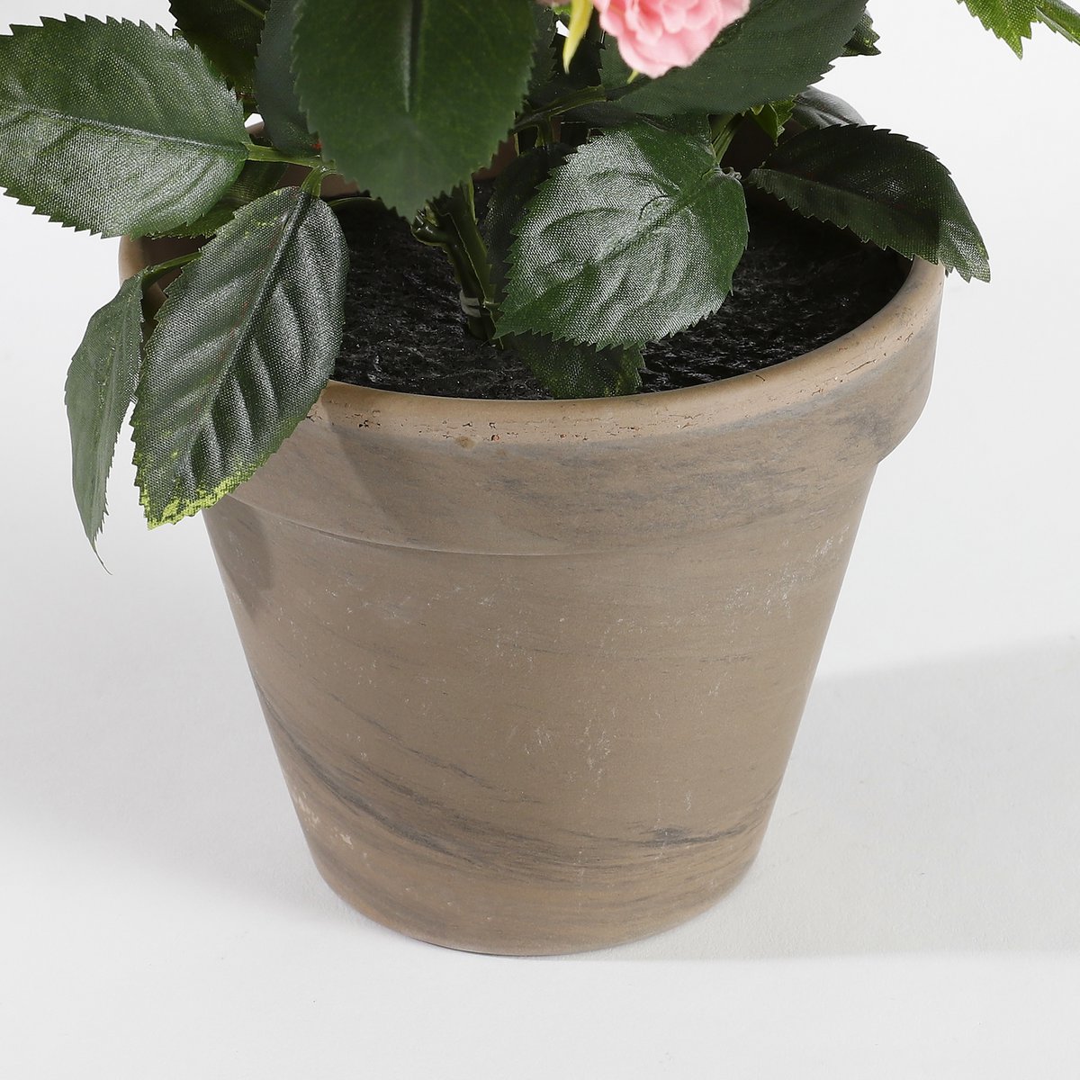 Künstliche Rosenstrauchpflanze im Blumentopf Stan – H33 x Ø25 cm – Rosa