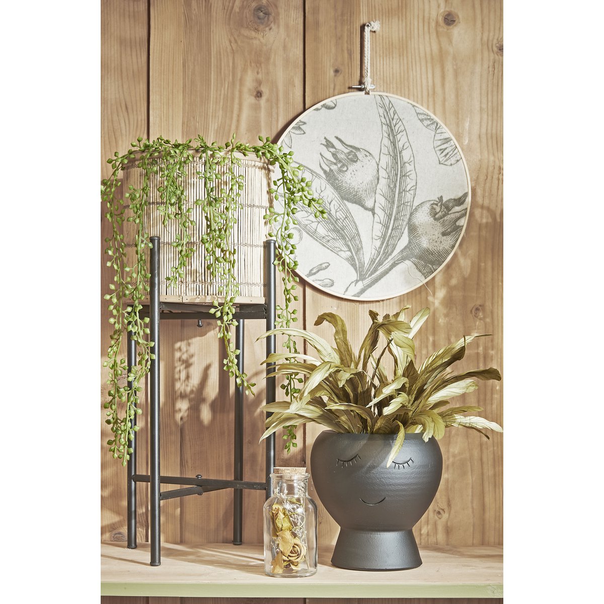 Senecio Künstliche Hängepflanze im Topf – H68 x Ø9 cm – Grün