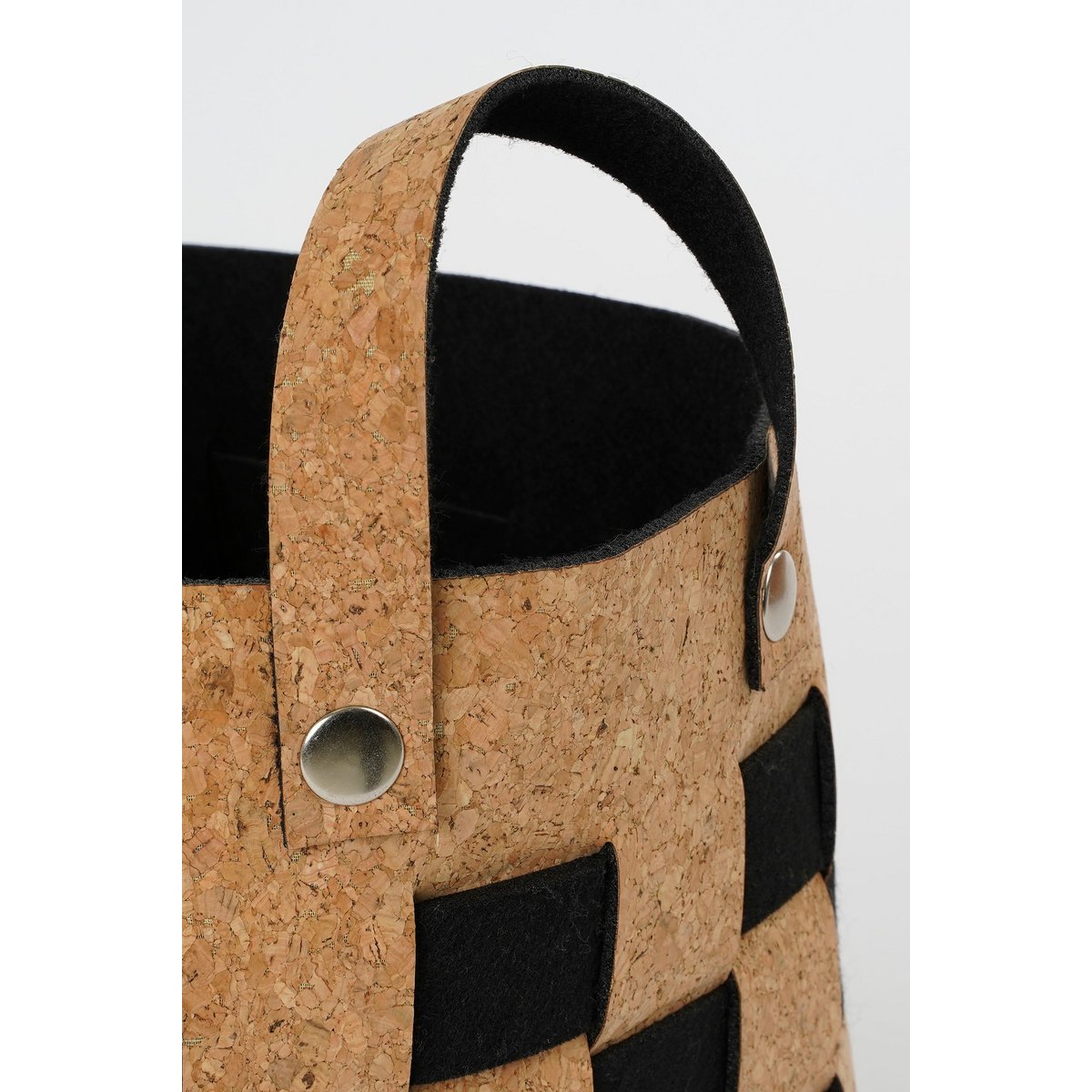Aufbewahrungskorb – 3er-Set – L40 x B30 x H30 cm – Kork/Filz – Schwarz