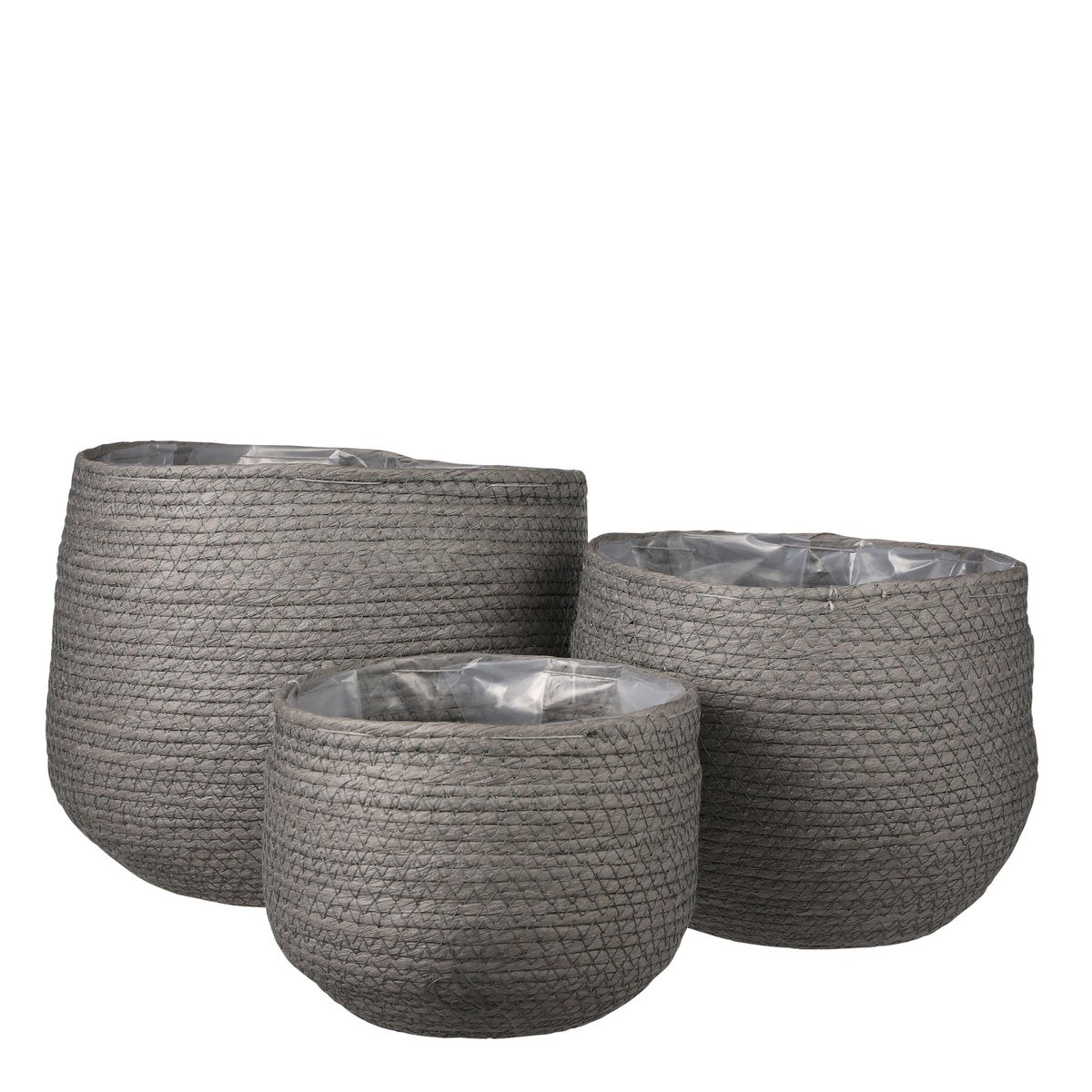 Jorck Korb für Pflanzen – 3er-Set – H24 x Ø26 cm – Papier – Grau
