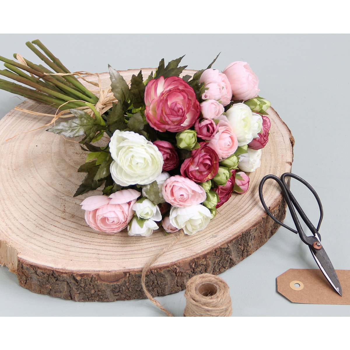 Strauß künstlicher Ranunkelblumen – H35 x Ø26 cm – Rosa