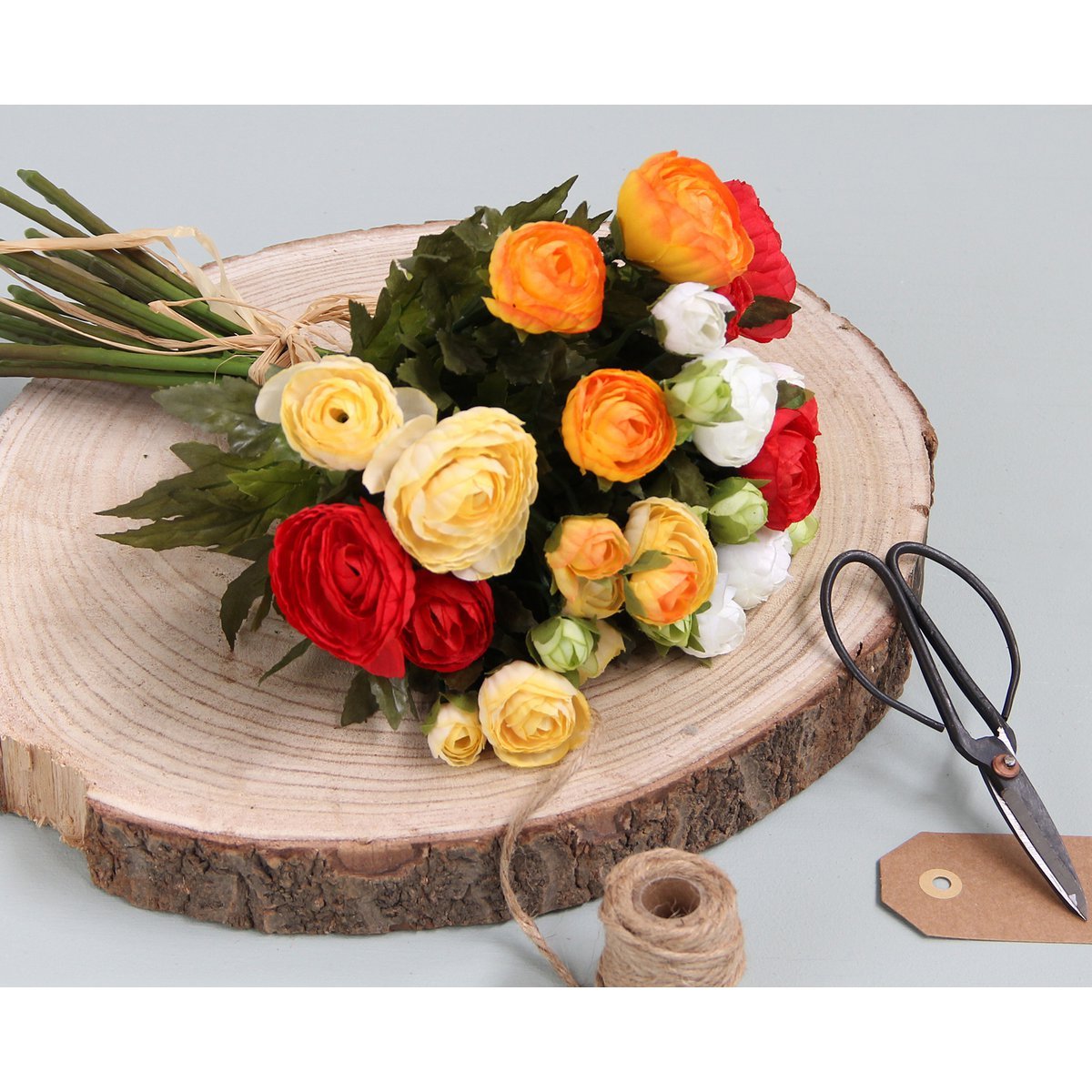 Strauß künstlicher Ranunkelblumen – H35 x Ø26 cm – Orange