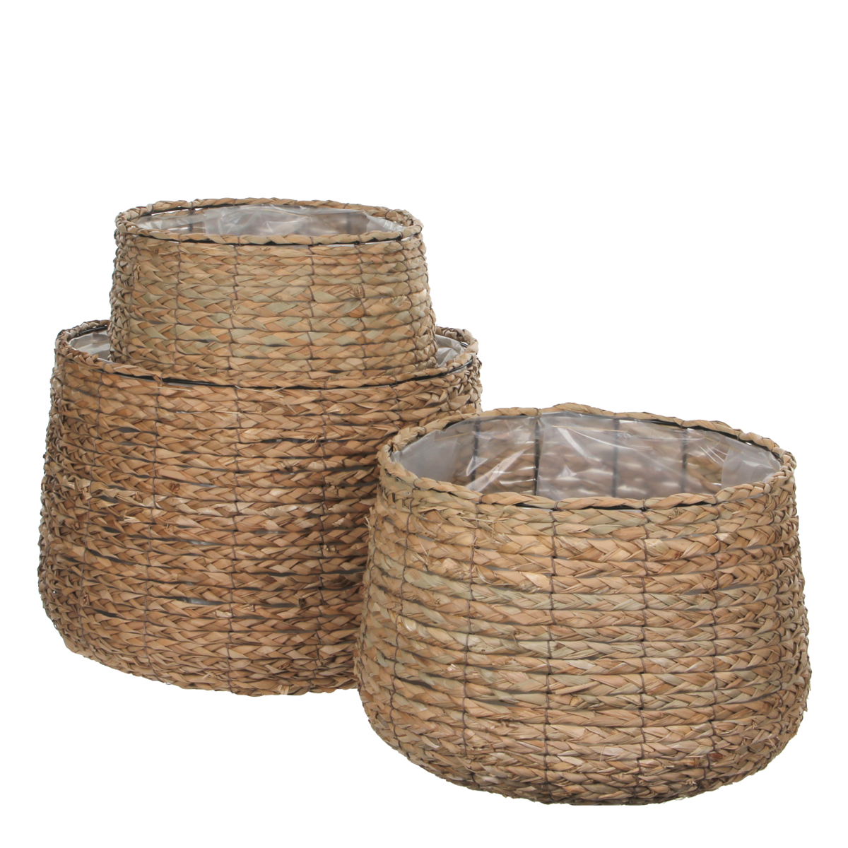 Avalon Korb für Pflanzen – 3er-Set – H32 x Ø44 cm – Seegras – Hellbraun